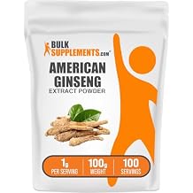 BulkSupplements.com American Ginseng Extract Powder - Ginseng Supplement, Herbal Supplements - Gluten Free, 1g per Serving, 100g 3.5 oz Pack of 1
