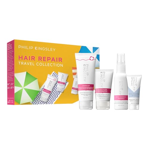 Image of Philip Kingsley | Holiday-Proof Hair Care Travel Collection | Includes Swim Hair Mask, Elasticizer Deep Conditioning Treatment, Daily Damage Defence Leave-In Conditioner, and Finishing Touch Serum