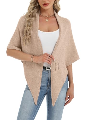 ELLEVEN Shawl Wraps for Women Shawls and Wraps for Evening Dresses Wool Cashmere Scarf Cardigan Sweaters Winter Blanket Scarf Pashmina Cpae Ponchos Shawl Scarves Gifts Khaki One Size