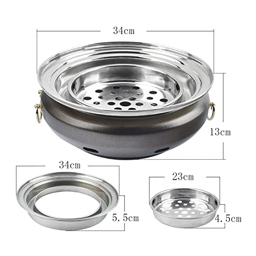 Hdncjfleq Barbecue Grill, Portable Multifunctional Smokeless Charcoal Grill, Cast Iron Furnace Body, Binaural Pan+Non-Stick Pan, Easy To Clean (Color : A) #TOP1