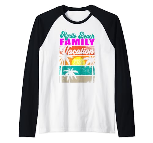 Myrtle Beach Vacation 2023 Men Women Kids Family Summer Trip Raglan Baseball Tee