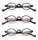 JM 3 Pack Klein Oval Lesebrille Vintage Federscharnier Gläser für Leser Damen +3.0 Schwarz&Rot&Schildkröte