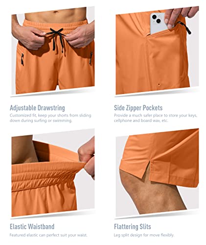 Image of Men's Swim Trunks Quick Dry Board Shorts with Zipper Pockets Beach Shorts Bathing Suits for Men - No Mesh Liner