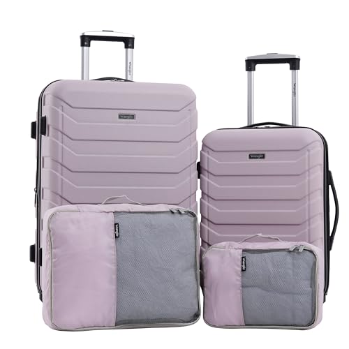 Image of Wrangler 4 Piece Miami Luggage and Packing Cubes Set, Burnished Lilac