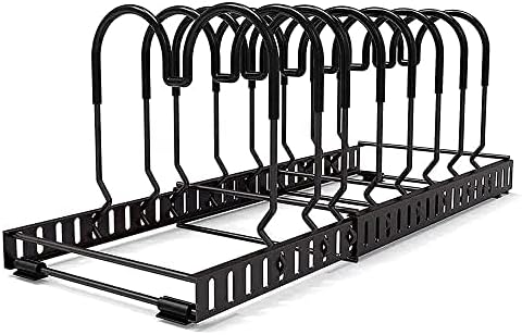 BBLHOME Pots and Pans Organizer 10 Adjustable Dividers Pot Lid Organizer Rack, Expandable Pan Holder for Kitchen Counter and Cabinet