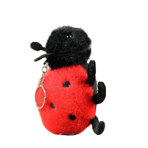 Xansema Cute Ladybug Insect Stuffed Animal Plush Keychain Kawaii Bee Snail Moth Spider Keyring Bag Charms for Handbags (Ladybug)