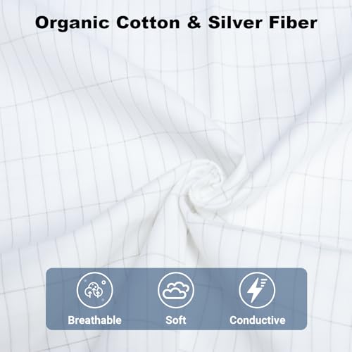 Image of Grounding Sheets Queen Size, Grounding Bed Sheets 60x80 Inch with Grounding Cord for Sleep Wellness, White
