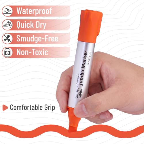 Image of Mr. Pen- Jumbo Permanent Markers, 4 Pack, Assorted Color, Chisel Tip, Large | King, Color Permanent Markers Set, Huge Poster Markers