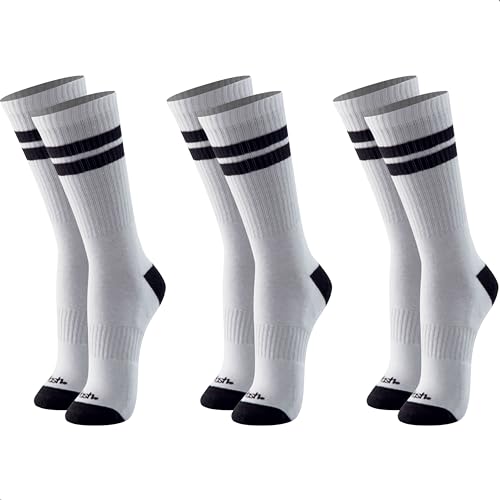 Mash Kit 3 Pares Meias Cano Alto Longo Esportiva Masculina Adulto, 3 Branco, 39-44