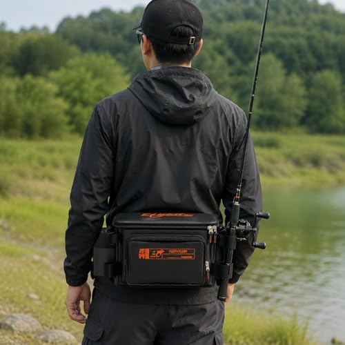 Sac de pêche en nylon noir obsidienne à grande capacité - 6