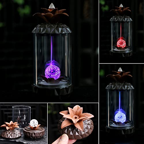 Led Pineapple Backflow Incense Burner, Light Up Smoke Fountain Incense Holder With 60 Cones, Ceramic Gothic Waterfall Incent Fragrance For Halloween Christmas Birthday Gifts #TOP1