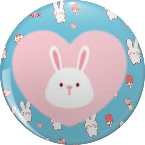 Cute Bunny in Pink Heart with Kawaii Rabbits Ice Cream Candy Pattern - Adorable Anime Style Design for Kids Girls - Pin Lapel Pin Brooch Steel Pins Badge 0.75