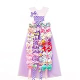 RengaoRise Bow Holder for Girls Hair Bows, Purple Princess Dress Hairbow Organizer, Wall Hanger Bow Rack Organizer for Girls Baby Room