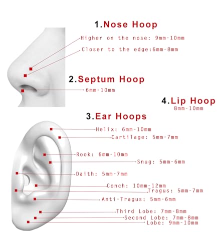 TDEBA 20G 18G 16G Clear CZ Nose Rings Hoop, 316L Surgical Steel Cartilage Earrings Hoop, 5-12mm Daith Helix Rook Tragus Piercing Jewelry, Stainless Steel Earring Silver Conch Piercing Jewelry4