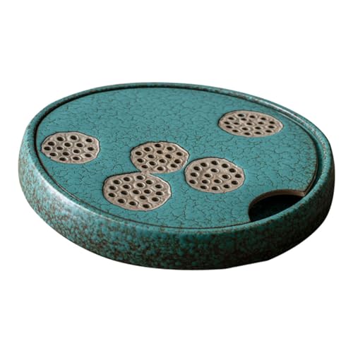 BRIGHTFUFU 1pc Creative Peacock Green Ceramic Tea Tray for Dry Brewing Multi-purpose Storage for Use Elegant Design Practical Teapot and Teacup Holder