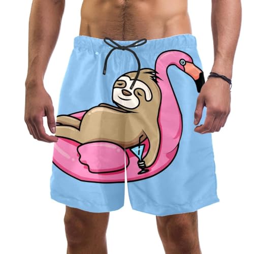 Short de bain homme sloth flamingo pour la plage
