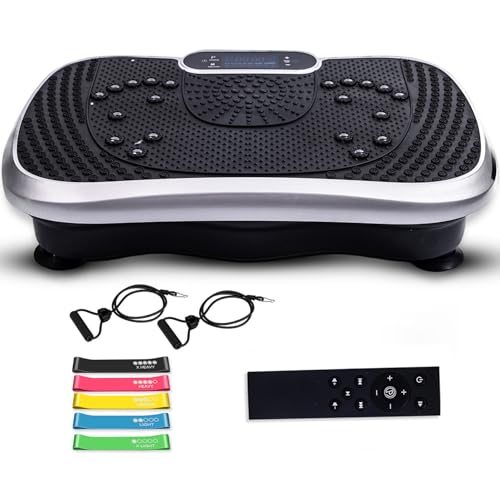 Vibrationsplatte - Fitnessgeräte für Zuhause - 99 Intensitätsstufen - 5 Trainingsprogramme - Massagegerät & Sportgerät mit Bluetooth für Home Workout - Mit Widerstandsbändern - WeightWorld Vibrationsplatte - Fitnessgeräte für Zuhause - 99 Intensitätsstufen - 5 Trainingsprogramme - Massagegerät & Sportgerät mit Bluetooth für Home Workout - Mit Widerstandsbändern - WeightWorld