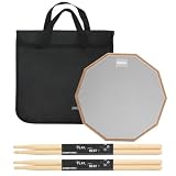 Schlagzeug-Übungspad-Set, 12 Zoll, mit Aufbewahrungstasche, Grau,Inklusive 2 Paar Drumsticks