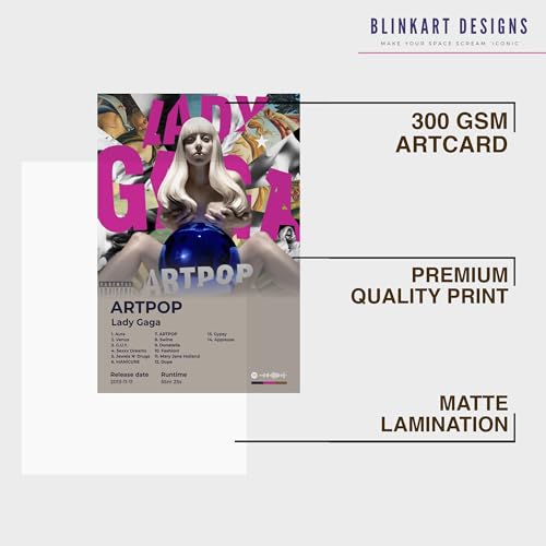 Image of BLINKART lagyGaga - ARTPOP Wall Photo Frames | Wall Art for Bedroom, Living Room, Studio or Office | Album Cover Print with Spotify Song Link QR Code | Gift for Fans - 8x12 In