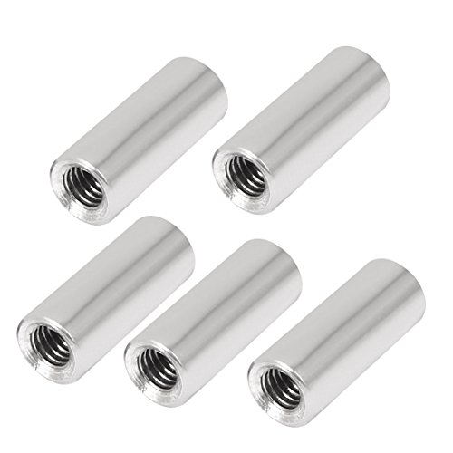 Uxcell a16050300ux0575 M6x25x10mm Round Rod Stud Threaded Insert Rose Joint Adapter Connectors Nuts 5pcs