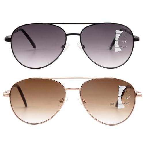 Ryegis Progressive Sunglasses With Gradient Colour Lens,Classic Men's Command Aviator