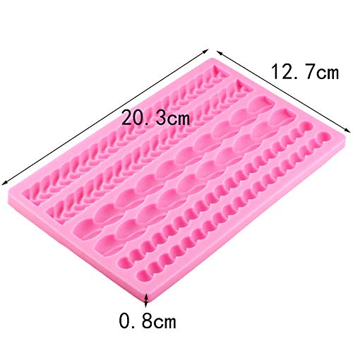 Rope & Leaf Strip Cake Border Mold for Cake Decorating By Garloy,The Food Grade Pearl Fondant Mold Non-Stick Pearl Silicone Mold for Clay Sugarcraft Cupcake Topper Crafting Projects