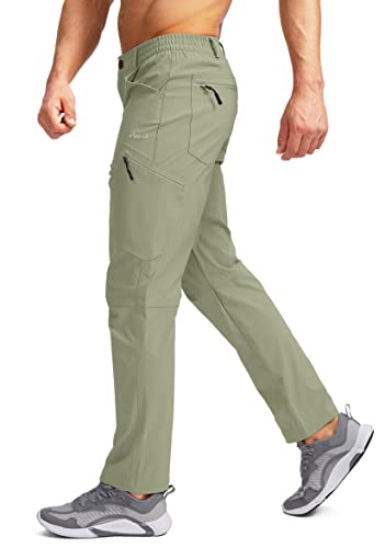 Pudolla Men's Hiking Pants Waterproof Travel Cargo Pants With 7 Pockets Stretch For Golf Fishing Climbing Light Green Xxl #TOP1
