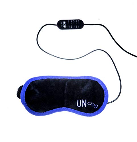 UNclog Heated Eye Mask – Far-Infrared Eye Compress for Dry Eyes, MGD, Chalazion, Blepharitis, Stye – Adjustable Time Weighted Eye Heating Pad – Washable USB Electric Eye Warmer - Temp Shut Off