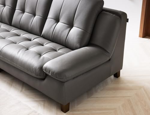 Image of Fabrique Lucida Leatherette Diligent 4 Seater Sofa Set with Puffy | Premium Luxuries Standard & Comfortable Furniture Perfect for Home Guests Office & Living Room, Bedroom, Hall | Grey2