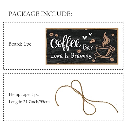 CREATCABIN Coffee Bar Sign Decor - Wooden Wall Art Plaque for Home, Love Is Brewing Heart Design for Kitchen, Patio, and Farmhouse Aesthetic - 12 x 6 inches - Image 4