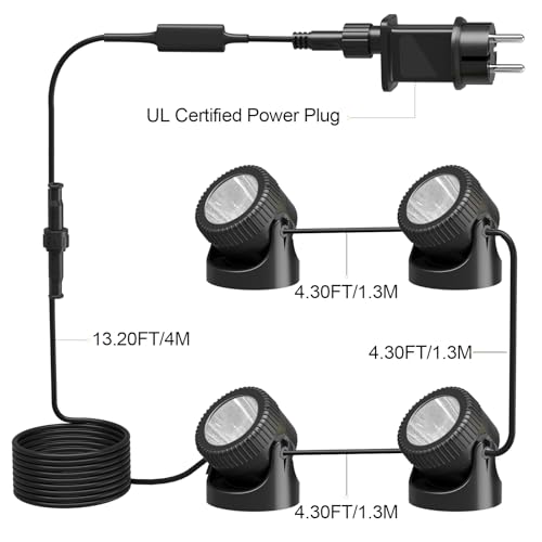 PChero Teichbeleuchtung LED Unterwasser, Unterwasserbeleuchtung Strahler Poolbeleuchtung Unterwasser Licht IP68 Wasserdicht Teichlicht für Pool Teich Garten Baum Innen Außen Deko