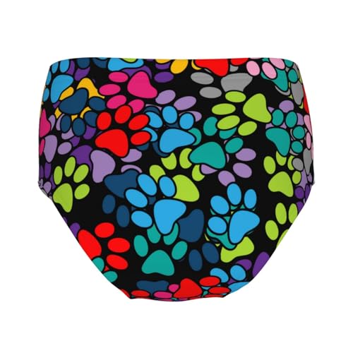 Colorful Paw Print Girls' Underwear Soft Cotton Little Girls Panties Comfort Briefs2