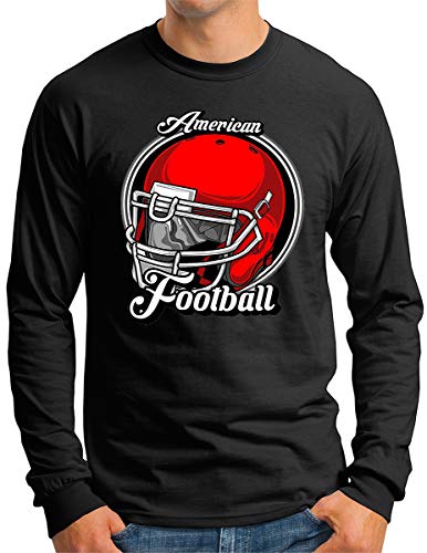 T-shirt American Football à manches longues OM3 pour homme fan de helmet gear noir XXL
