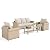 HERA'S HOUSE 4-Piece Patio Furniture Set, All Weather 5 Seats Outdoor Wicker Sofa with 44" Coffee Table, 5.5" Thick Waterproof Cushion Conversation Couch Set for Garden Deck Backyard, Beige