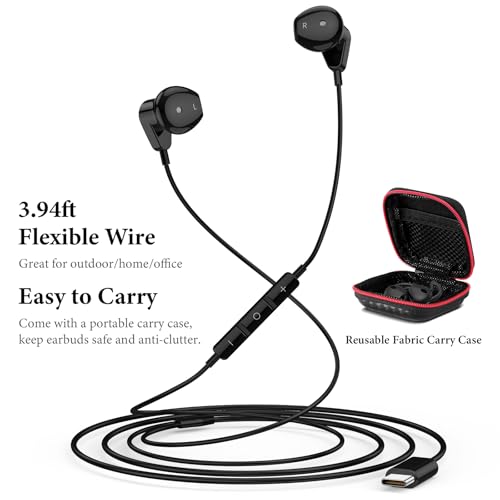 APETOO USB C Headphones for iPhone 17 16 15 Pro Max/iPad Air Earbuds Black
