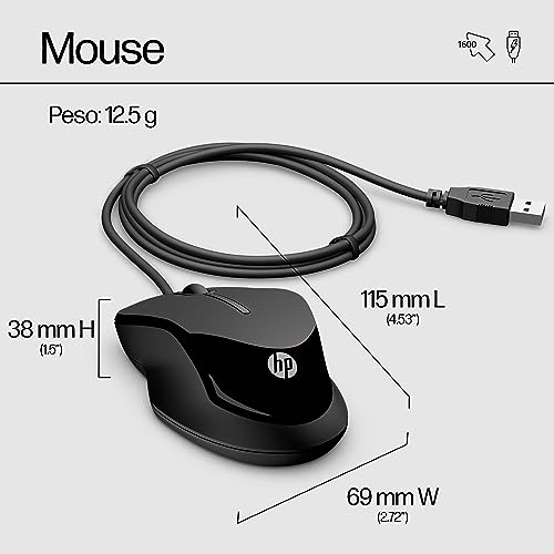 Miniatura 5 de Hp Pavilion 200 Teclado Y Ratón Con Cables - 1600 Ppp, Puerto Usb 2.0, Indicador Led, Windows 10, Windows 8 Teclado Qwerty Español, Color Negro