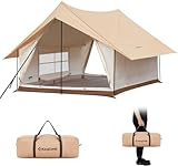 KingCamp 6-8 Person Canvas Tent for Camping Waterproof & Windproof Cabin Tents with Large Mesh Windows, Easy Setup, All Season Wall Tent for Family Camping, Hiking, and Outdoor Events