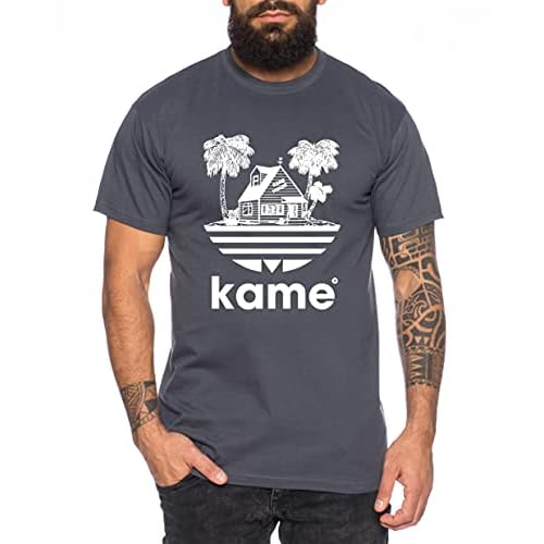Tee Kiki Adi Kame House - Camiseta de Hombre One Goku Dragon Master Son Ball Vegeta Turtle Roshi Piece Golds Db, Color:Gris Oscuro, Talla:L