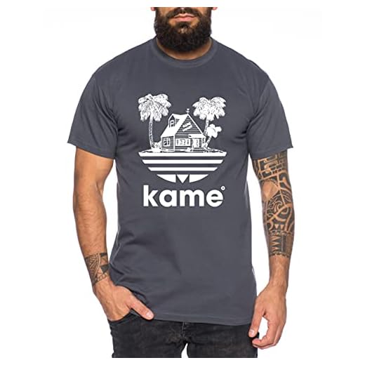 Tee Kiki Adi Kame House - Camiseta de Hombre One Goku Dragon Master Son Ball Vegeta Turtle Roshi Piece Golds Db, Color:Gris Oscuro, Talla:L