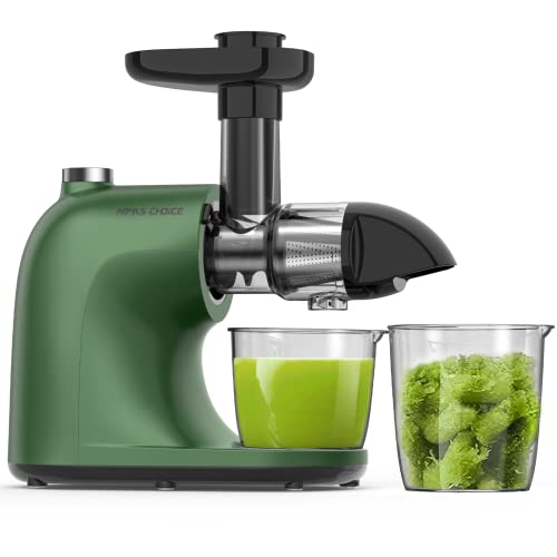 MAMA'S CHOICE Compact Slow Masticating Juicer, BPA-Free Cold Press Juice Extractor for Celery, Greens & Nut Milk, 1000ml Large Capacity, Easy Clean, Anti-Jam Reverse, Quiet ≤60dB, Green
