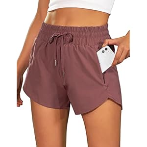 BMJL Women’s Running Shorts High Waisted Athletic Shorts Summer Gym Workout Short with Zipper Pockets