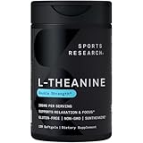 Sports Research L-Theanine 200mg with Organic Coconut Oil | Suntheanine Supplement for Focus, Relaxation & Alertness | Double Strength, Non-GMO & Gluten Free