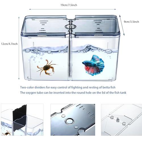 Tanque de peixes Betta pequeno, mini aquário empilhável 3 em 1, compartimentos divididos, tanques de