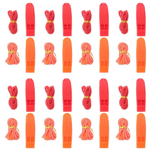 Didiseaon 16 piezas Silbatos plásticos de emergencia con cordones miniatura 1