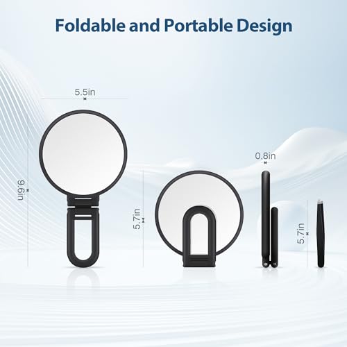 B Beauty Planet 30X Magnifying Hand Mirror – Portable Double-Sided Makeup Mirror in Black