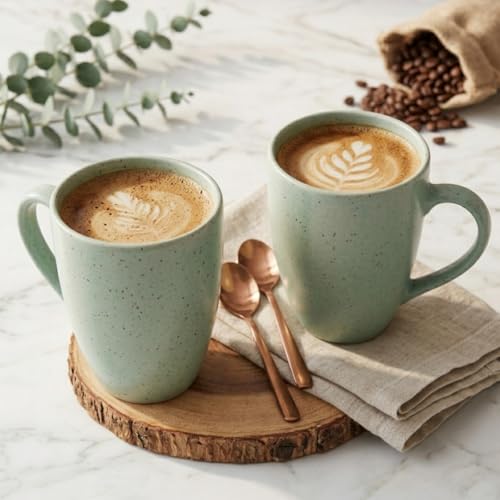 Image of The Earth Store Mint Marble Matte Coffee Mug - 300ML Ceramic Coffee Mugs Set of 6 | Microwave & Dishwasher Safe Mugs for Gift | Home | Office | Restaurant | Daily Use Tea Mug