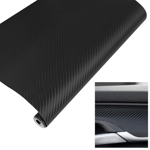 152x30 cm Pellicola Adesiva in Vinile Effetto Fibra di Carbonio 3D per Auto e Moto, Pellicola in Vinile 3D in Fibra di Carbonio per Auto, Pellicola Adesiva Nera Carbonio, Impermeabile e Antigraffio ﻿