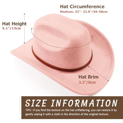 Image of DRESHOW Cowboy Hat for Women and Men Wide Brim Western Cowboy Cowgirl Hat with Belt Buckle Unisex Rolled up Caps