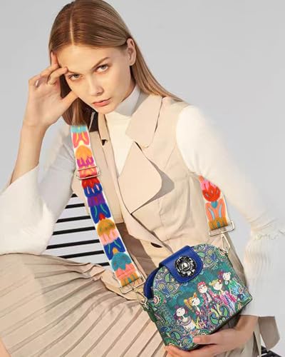 Image of Embroidered Purse Straps Replacement Crossbody Wide Adjustable Bag Straps