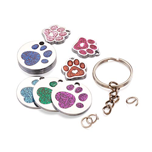 PandaHall 20pcs Dog Cat Paw Charms Pendants Animal Glitter Footprint Dangle Charms with Jump Rings & Split Key Rings for DIY Jewelry Making - Image 3